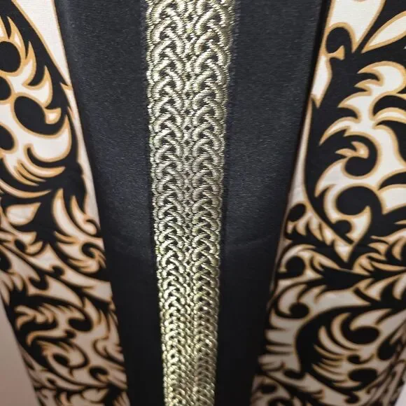 Nicole Miller Black & Gold Silk Floral Filigree Strapless Dress Gown Size 10 - Picture 6 of 10